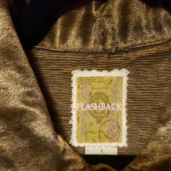 Flashback Metallic Brown Embroidered Leather Jacket - Picture 2 of 4